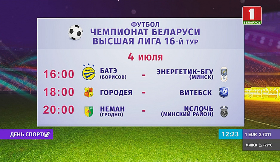 Чемпионат Беларуси по футболу. 16 тур продолжится сегодня тремя матчами